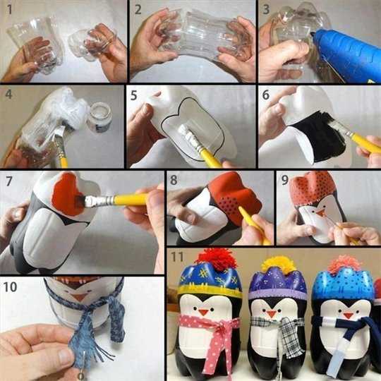 А зимой сад можно «заселить» забавными пингвинами из пластиковых бутылок