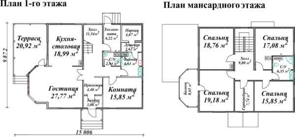 План двухэтажного дома с баней, расположенной на первом уровне
