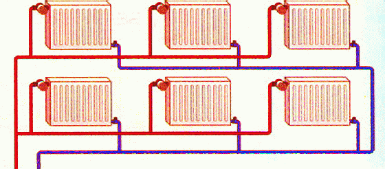 Схема двухтрубной отопительной системы с верхней разводкой